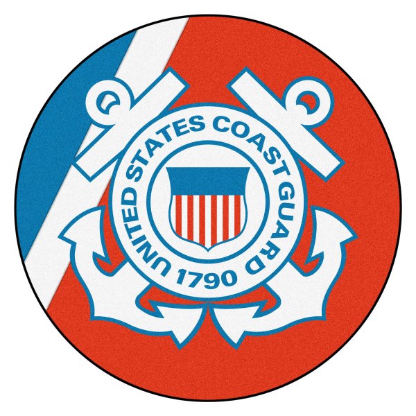 FanMats® - U.S. Coast Guard 44" Dia Nylon Face Floor Mat with "U.S. Coast Guard" Official Logo
