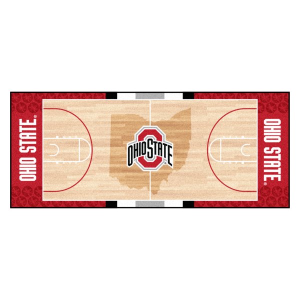 FanMats® - Ohio State University 30" x 72" Nylon Face Basketball Court Runner Mat with "O & Ohio State" Logo & Wordmark
