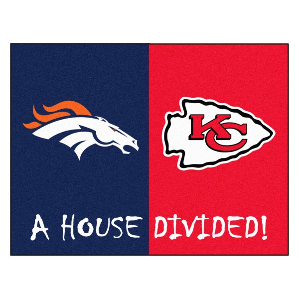 FanMats® - Denver Broncos/Kansas City Chiefs 33.75" x 42.5" Nylon Face House Divided Floor Mat