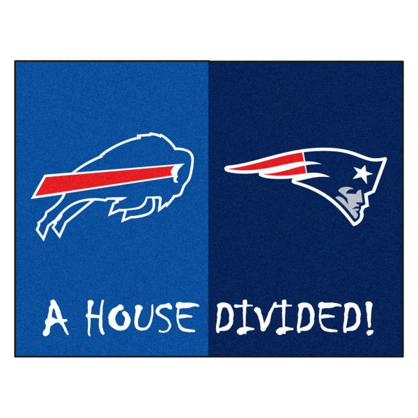 FanMats® - New England Patriots/Buffalo Bills 33.75" x 42.5" Nylon Face House Divided Floor Mat