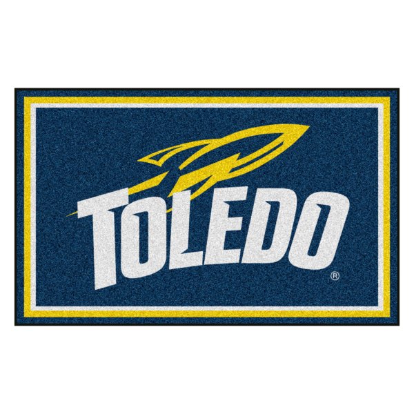 FanMats® - University of Toledo 48" x 72" Nylon Face Ultra Plush Floor Rug with "Rocket & Toledo" Logo