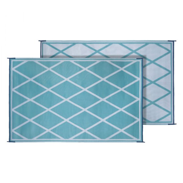 Faulkner® - 9'W x 12'L Turquoise/White Polypropylene Reversible Patio Mat