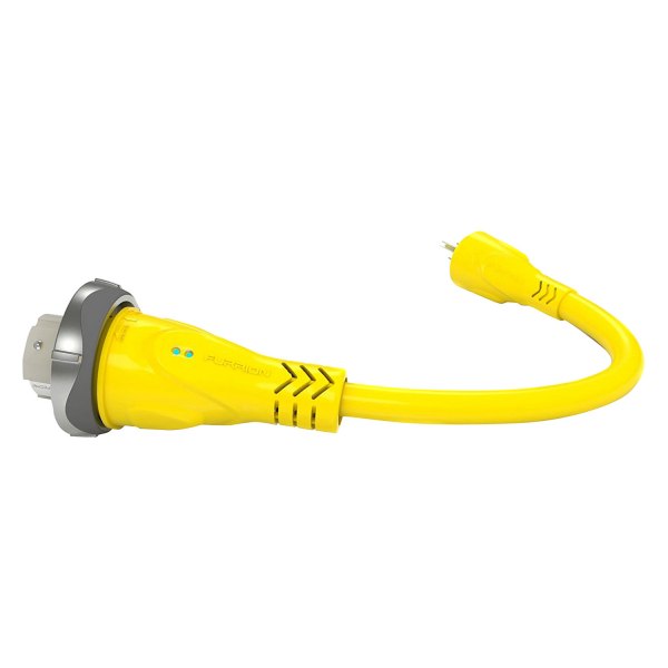 Furrion® - 50 A 125/250 V Female to 15 A Male Yellow Pigtail Adapter with LED Indicator