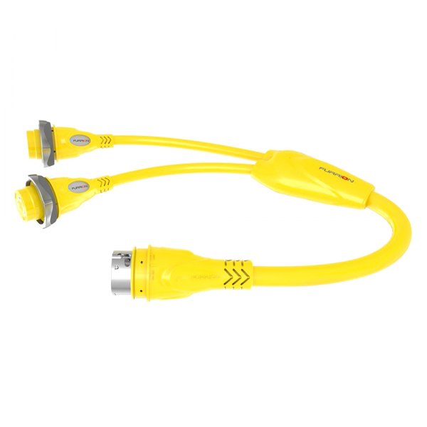 Furrion® - 2 x 30 A Female to 50 A 125 V Male Yellow Y-Adapter with LED Indicator