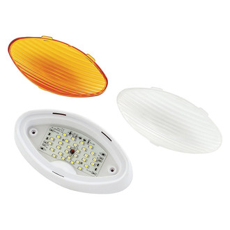 Green Long Life® - Oval Clear/Amber Lens White Case LED Porch/Utility Light