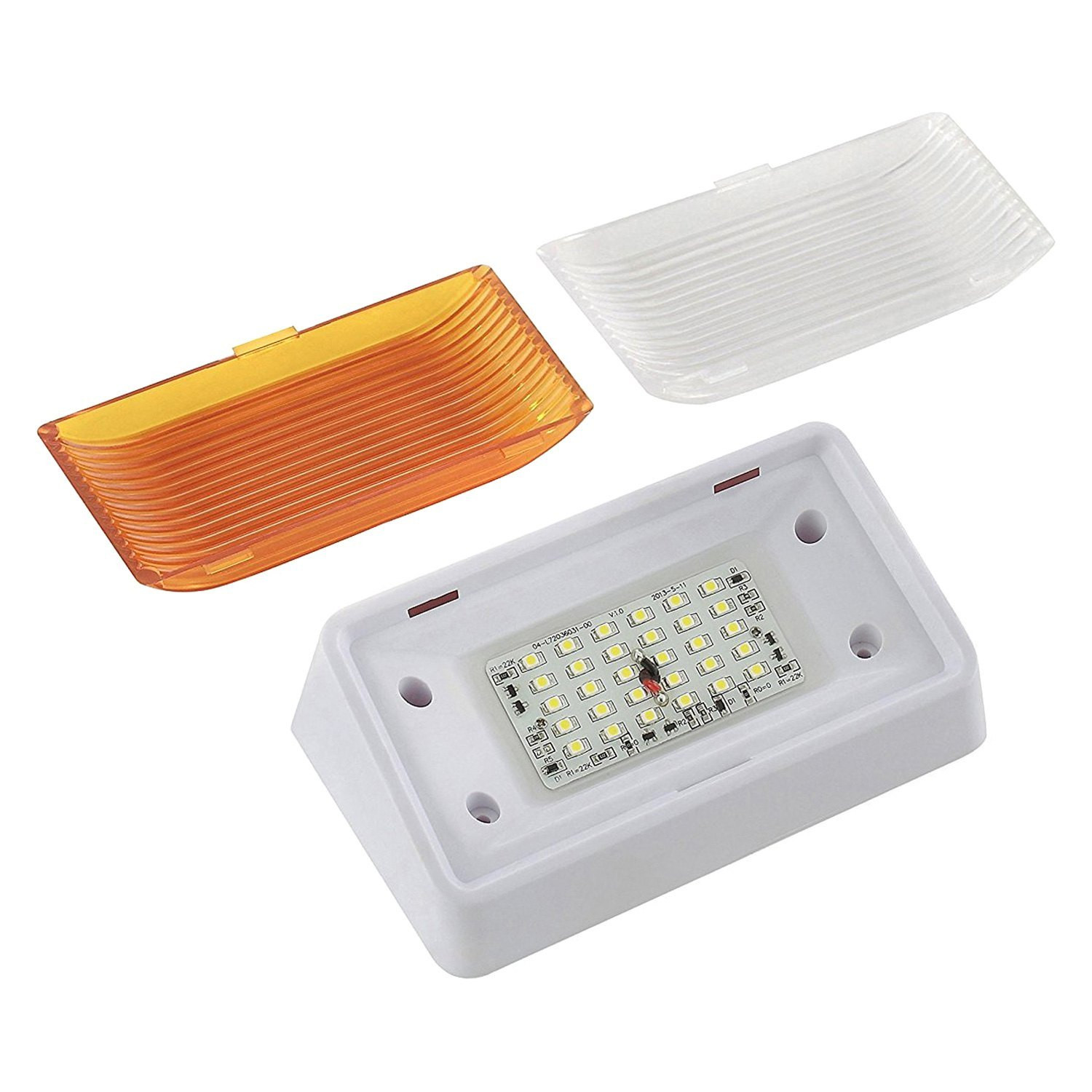 Green Long Life® 9090119 - Rectangular Clear/Amber Lens White Case