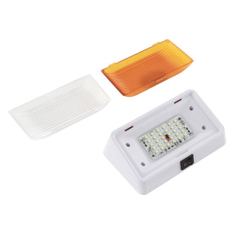 Green Long Life® - Rectangular Clear/Amber Lens White Case LED Porch/Utility Light With Switch