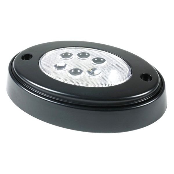 Grote® - Oval White Lens Black Housing Surface Mount LED Courtesy Light with Push Button (5.0"L x 3.2"W x 0.3"D)