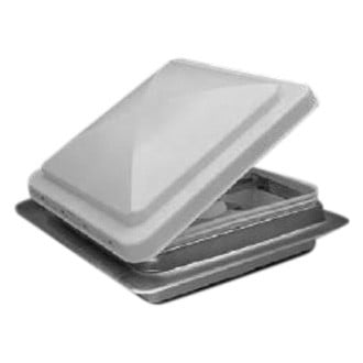Heng's® - 14" x 14" Galvanized Metal Base Roof Vent with White Manual Lid & Fan