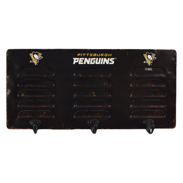Imperial International® - NHL 3 Hook Metal Locker Coat Rack with Pittsburgh Penguins Logo