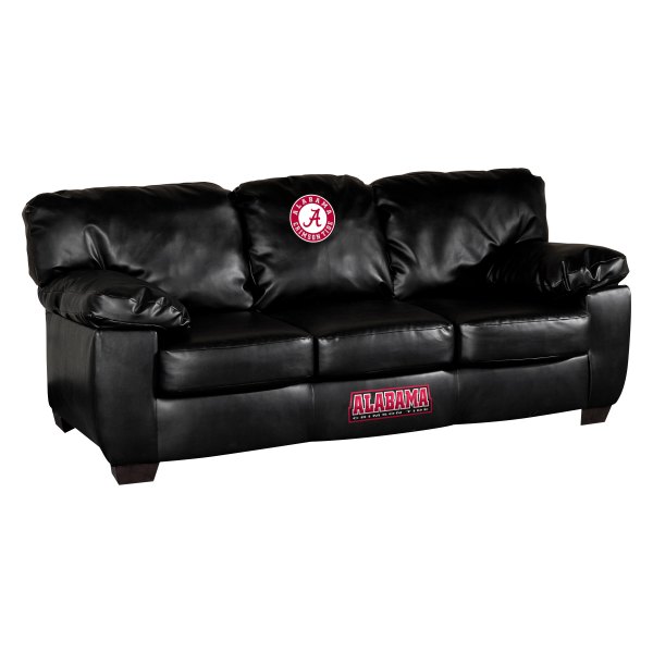 Imperial International® - Collegiate Classic Black Leather Sofa with University of Alabama Logo