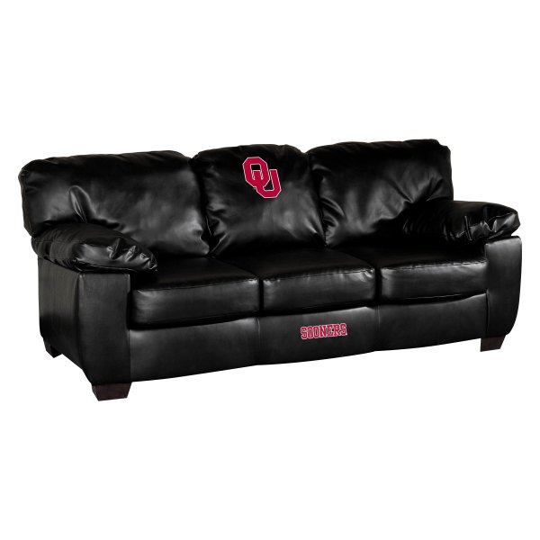 Imperial International® - Collegiate Classic Black Leather Sofa with University of Oklahoma Logo