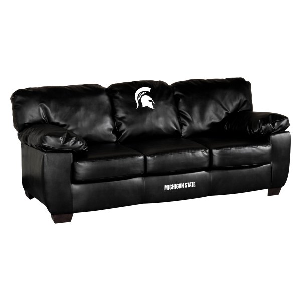 Imperial International® - Collegiate Classic Black Leather Sofa with Michigan State University Logo