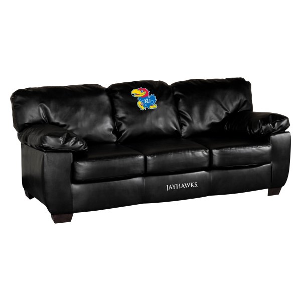 Imperial International® - Collegiate Classic Black Leather Sofa with University of Kansas Logo