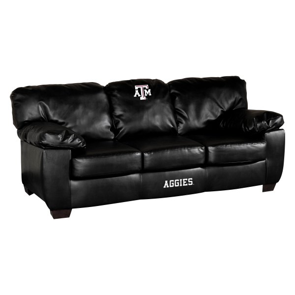 Imperial International® - Collegiate Classic Black Leather Sofa with Texas A&M University Logo