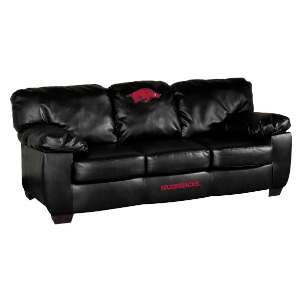 Imperial International® - Collegiate Classic Black Leather Sofa with University of Arkansas Logo