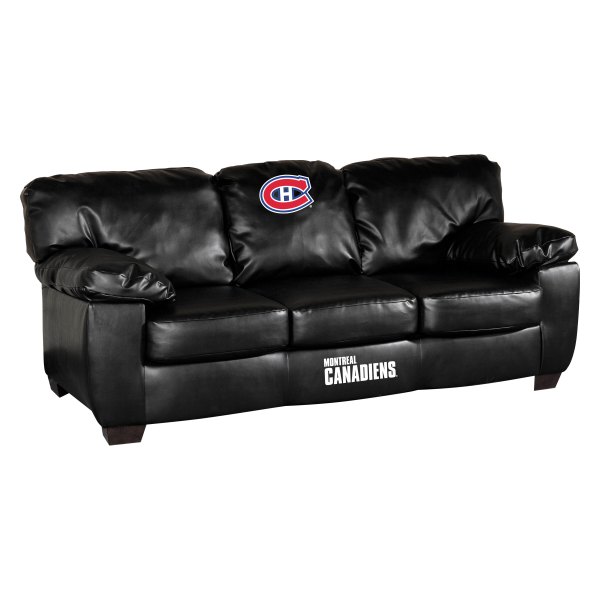 Imperial International® - NHL Classic Black Leather Sofa with Montreal Canadiens Logo