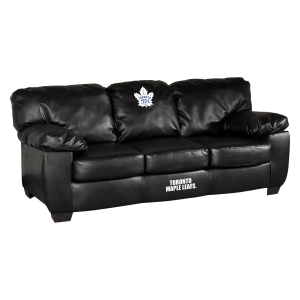 Imperial International® - NHL Classic Black Leather Sofa with Toronto Maple Leafs Logo