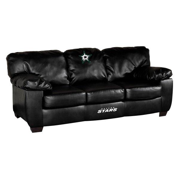 Imperial International® - NHL Classic Black Leather Sofa with Dallas Stars Logo