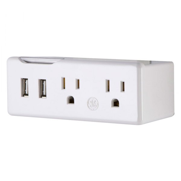 Jasco® - GE™ 2 Outlets White Charging Wall Tap with 2 USB Ports