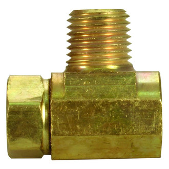 JR Products® - Brass LP Gas Manifold Tee (1/4" Female Inverted Flare to 1/4" Male Thread)