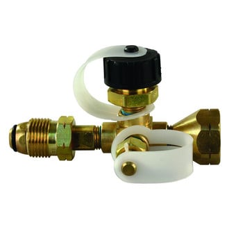 JR Products® - Brass LP Gas Branch Tee (1"-20 Male POL to 1/4" Female POL)