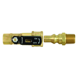 JR Products® - Brass LP Gas Adapter Fitting with Shut-Off Valve (1/4" Female QDP to 1/4" Female Thread)