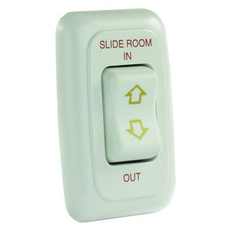 JR Products® - White 12V DC 40A Labled Slide-Out Switch with Face Plate