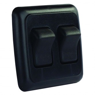 JR Products 12235 Black Double SPST On-Off Switch with Bezel