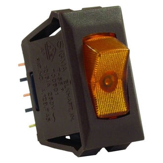 JR Products® - Single SPST On/Off Rectangular Black /Amber Illuminated Multi Purpose Switch