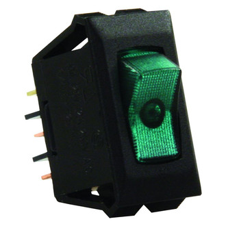 JR Products® - Single SPST On/Off Rectangular Black /Green Illuminated Multi Purpose Switch