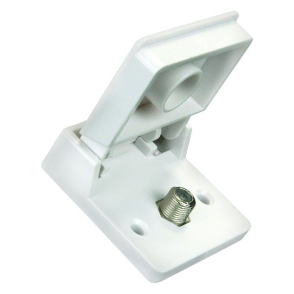 JR Products® - Polar White Single TV Outlet with Flip-up Cap
