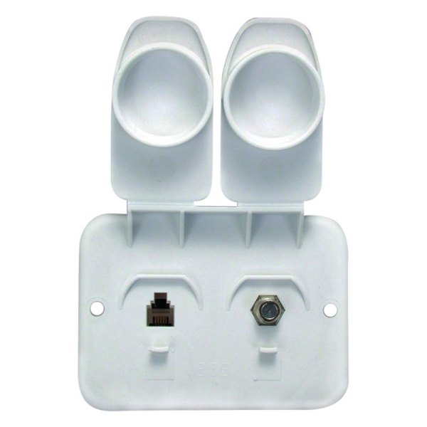 JR Products® - Polar White Double TV & Phone Wall Plate