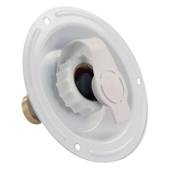 JR Products® - White Metal City Recessed Water Fill with 1/2" FPT Brass Check Valve