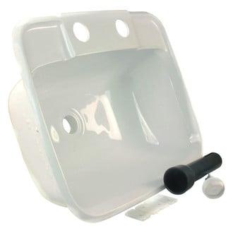 JR Products® - Plastic White Drop-In Rectangular Single Bowl Lavatory Sink (15"L x 12.5"W)