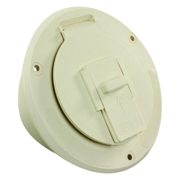 JR Products® - Economy 4.5"D Colonial White Round Electric Cable Hatch