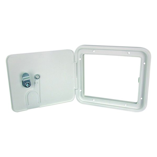 JR Products® - 6.5"H x 7.6"W Polar White Rectangular Electric Cable Hatch