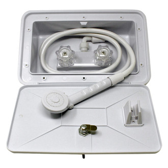 Lasalle Bristol® - Plastic White Exterior Shower Box with Hose