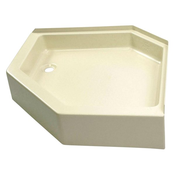 Lippert® - Neo Angle Parchment Plastic Hexagonal Shower Pan with Left Hand Drain