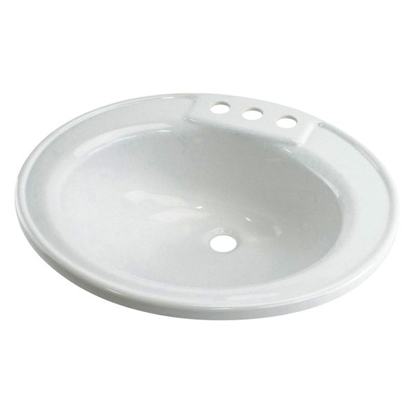 Lippert® - Plastic White Drop-In Oval Single Bowl Lavatory Sink