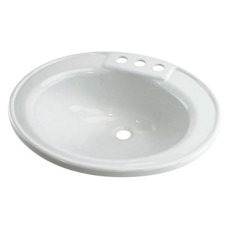 Lippert® - Plastic White Drop-In Oval Single Bowl Lavatory Sink (20"L x 17"W)