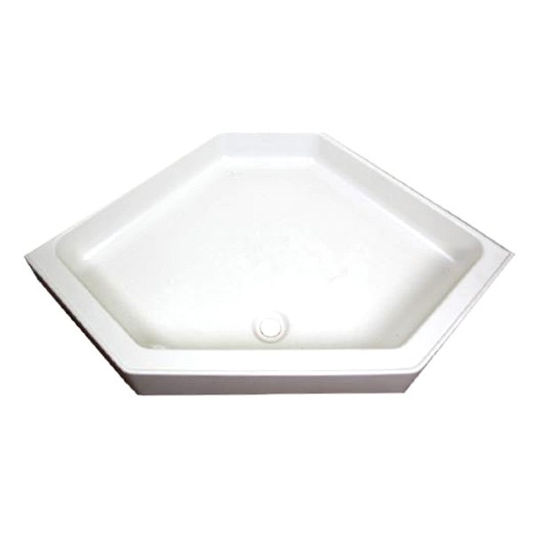 Lippert® - Neo Angle White Plastic Hexagonal Shower Pan with Right Hand Drain