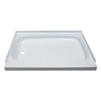 Lippert® 210369 - White Plastic Rectangular Shower Pan with Left Hand Drain (32"L x 24"W)