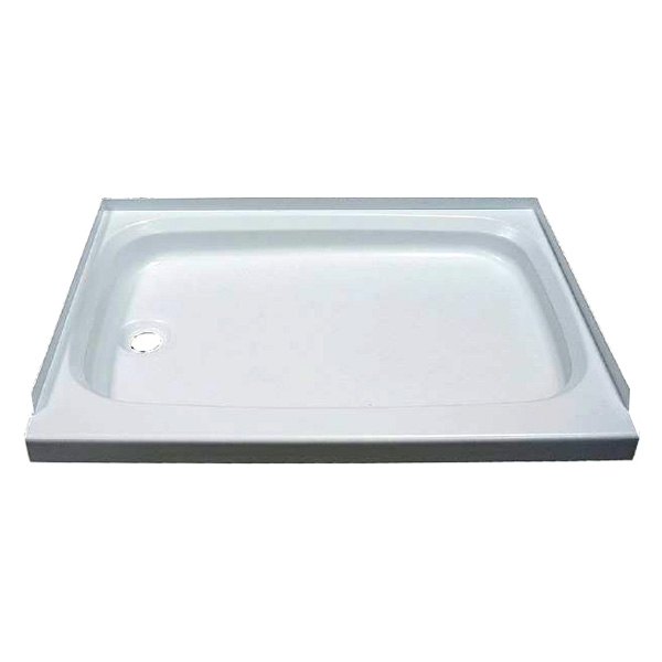 Lippert® - White Plastic Rectangular Shower Pan with Left Hand Drain