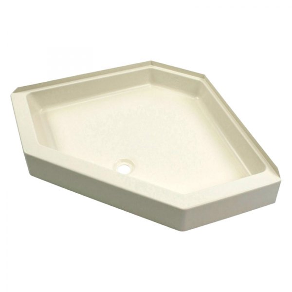 Lippert® - Neo Angle Parchment Plastic Hexagonal Shower Pan with Center Drain