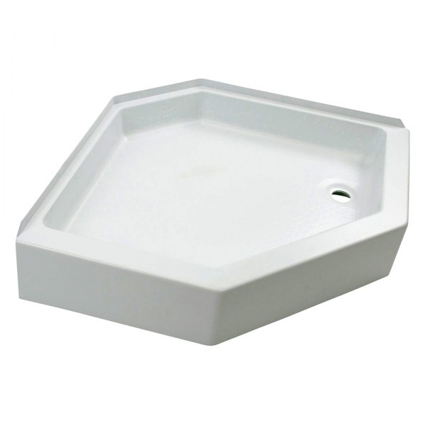 Lippert® - White Plastic Corner Shower Pan with Center Drain