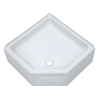 Lippert® - White Plastic Corner Shower Pan with Center Drain (27"L x 27"W)