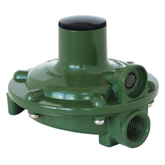 Marshall® - Excela-Flo™ Low Pressure 140.000 BTU Fixed Single Stage Green Wet Coat Over Outlet LP Gas Regulator (1/4" Inlet x 3/8" FNPT Outlet)