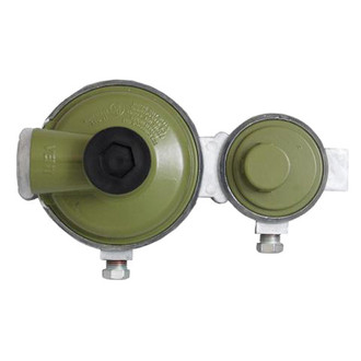 Marshall® - Excela-Flo™ High Pressure 225.000 BTU Fixed Two Stage Green Powder Coated LP Gas Regulator (1/4" Inlet x 3/8" FNPT Outlet)