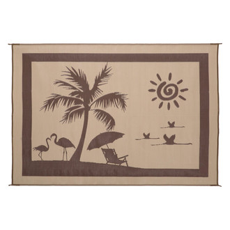 Stylish Camping® - 11'W x 8'L Brown/Beige Beach Pattern Polypropylene Patio Mat